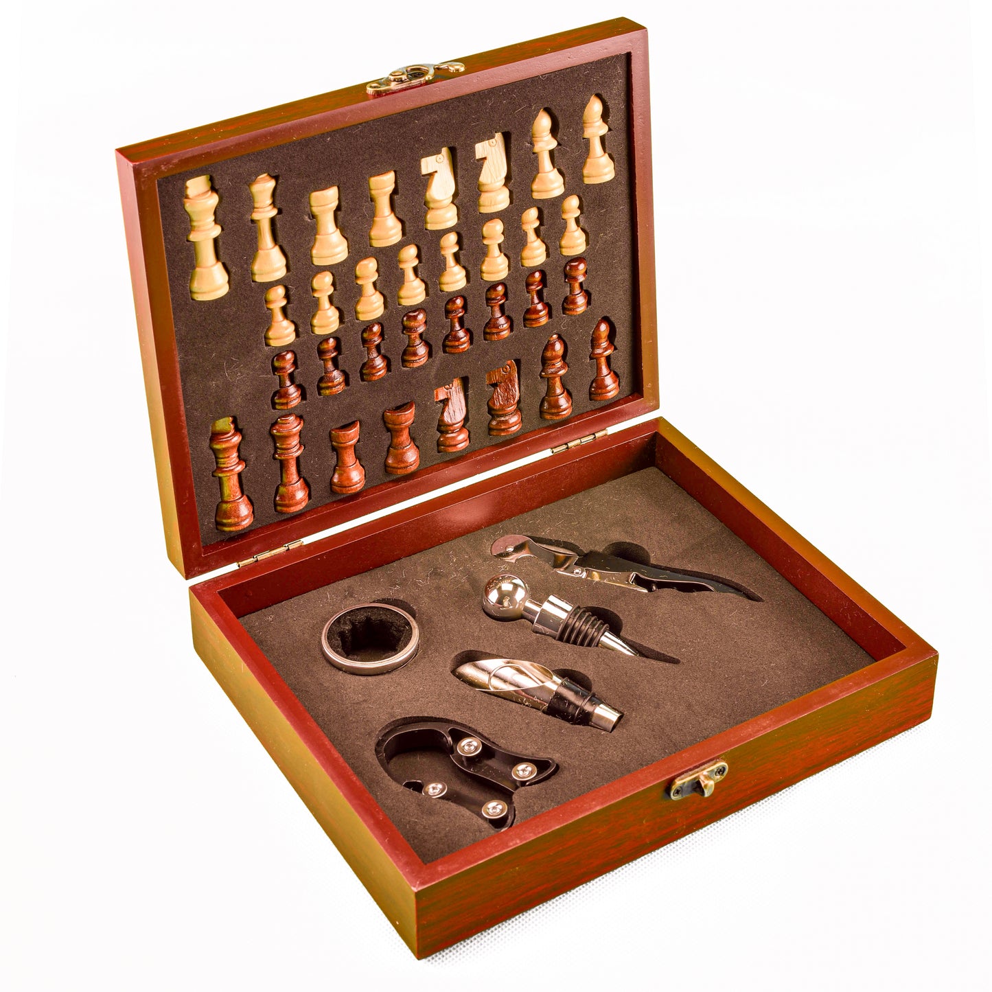 Juego de Ajedrez Clásico con Set para Vino Tablero Plegable