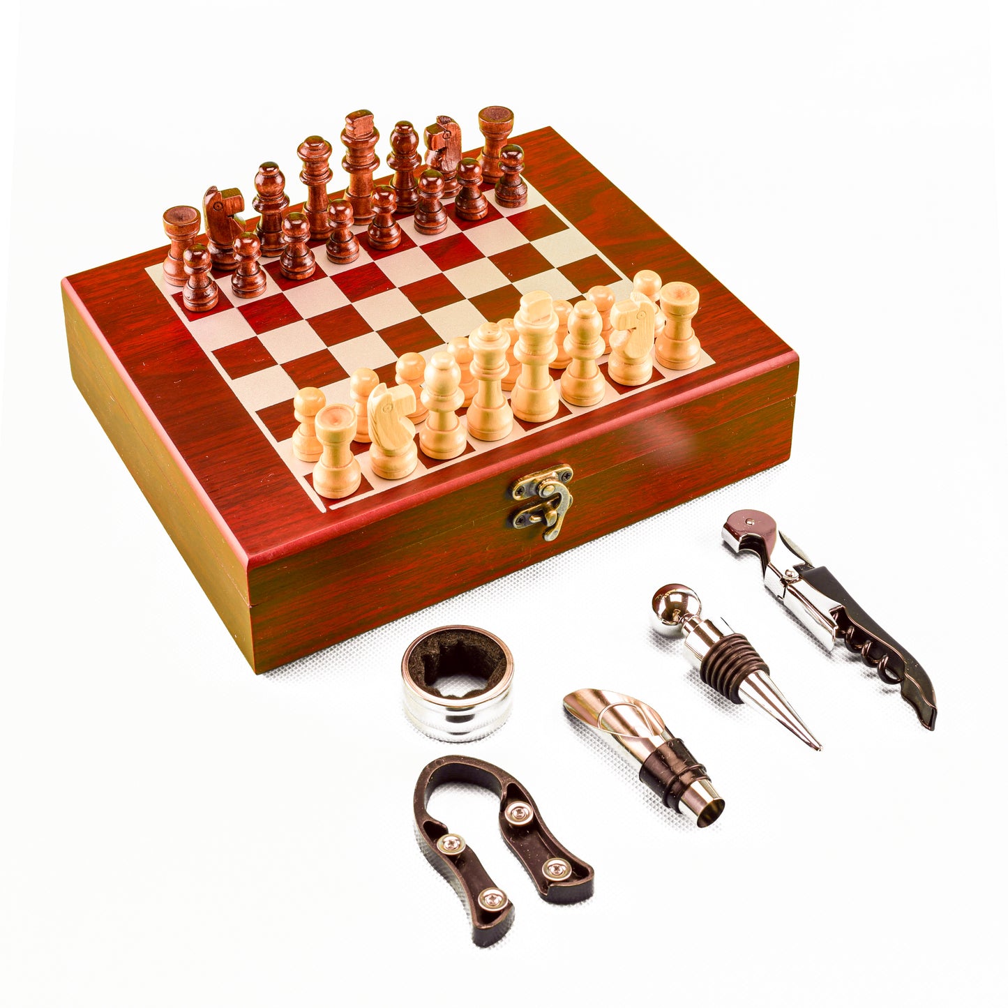 Juego de Ajedrez Clásico con Set para Vino Tablero Plegable