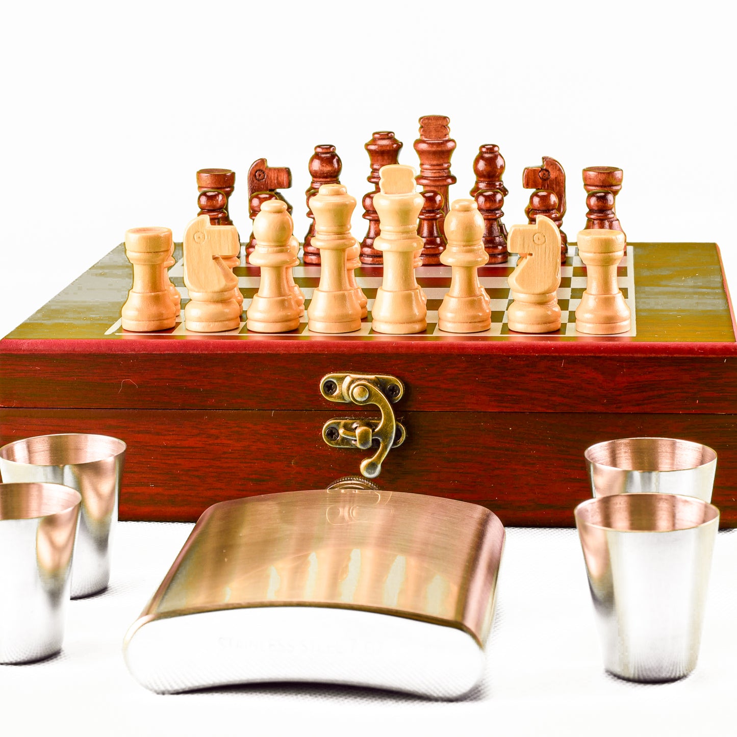 Juego de Ajedrez con Set Petaca y Vasos