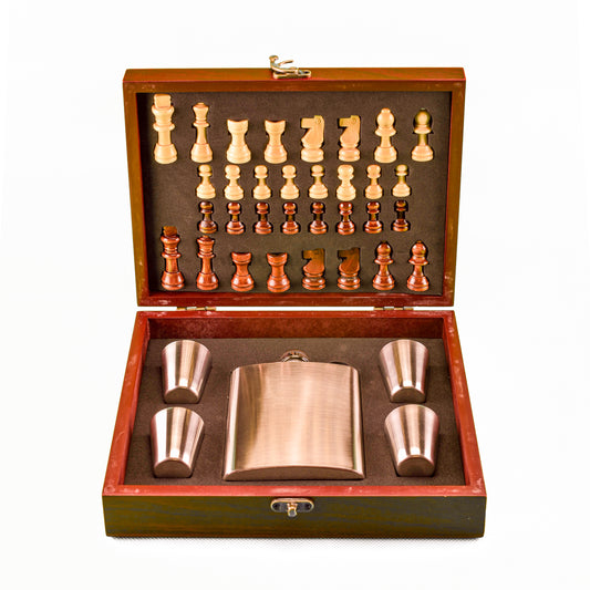 Juego de Ajedrez con Set Petaca y Vasos