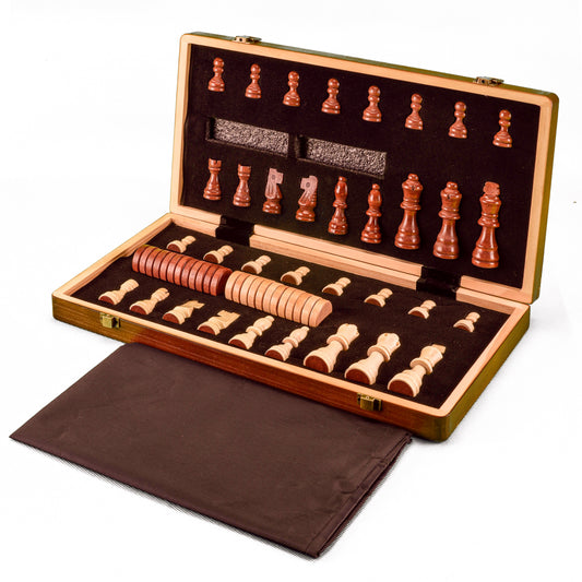 Set de Ajedrez y Damas Magnetico Tradicional Plegable